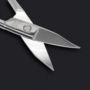 Ножницы маникюрные «Premium», загнутые, широкие, заострённые, 9,5 см, на блистере, цвет серебристый