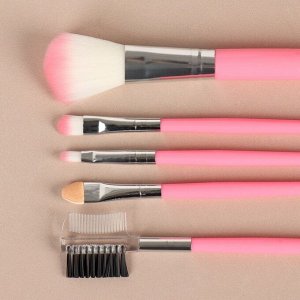 Набор кистей для макияжа «Нежность», 5 предметов, PVC-чехол, цвет розовый