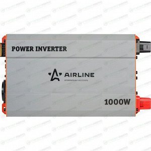 Инвертор напряжения Airline, 24В(DC)→220В(AC), 50Гц, 1000Вт, (+2xUSB 5В), арт. API-1000-06
