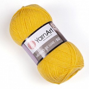 Пряжа YarnArt Merino De Luxe/50 50% шерсть/50% акрил, 100гр №586 Желтый