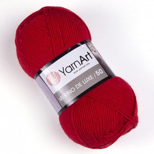 Пряжа YarnArt Merino De Luxe/50 50% шерсть/50% акрил, 100гр №156 Красный
