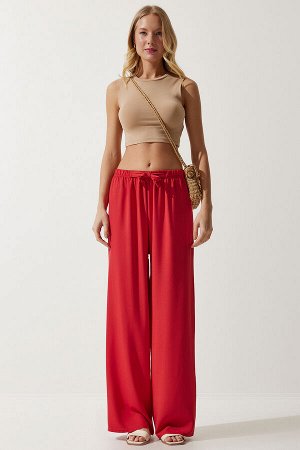 Женские красные свободные трикотажные брюки-палаццо EN00610