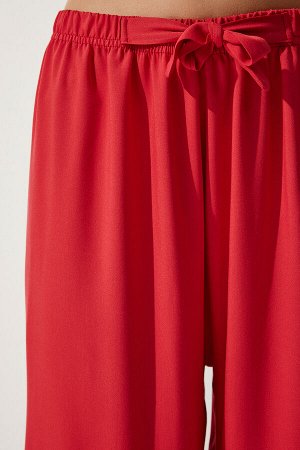 Женские красные свободные трикотажные брюки-палаццо EN00610