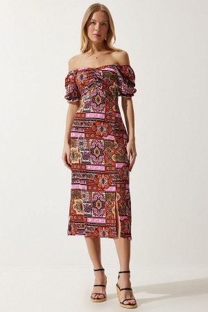 Женское летнее вискозное платье с эластичным воротником «Кармен» MC00172
