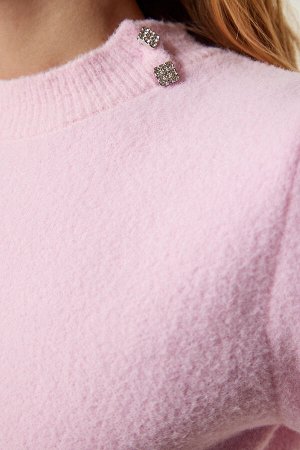 Светло-розовая сезонная трикотажная блузка с мягкой текстурой PF00065