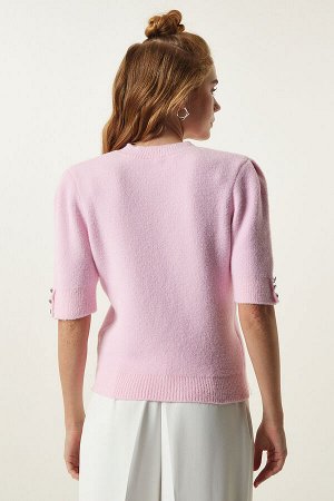 Светло-розовая сезонная трикотажная блузка с мягкой текстурой PF00065