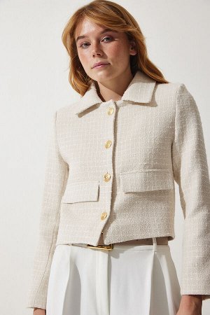 Женский укороченный твидовый пиджак TO00039