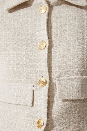 Женский укороченный твидовый пиджак TO00039