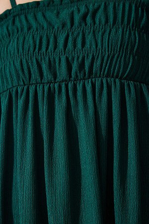 Женское изумрудно-зеленое летнее трикотажное платье с бретельками UB00250