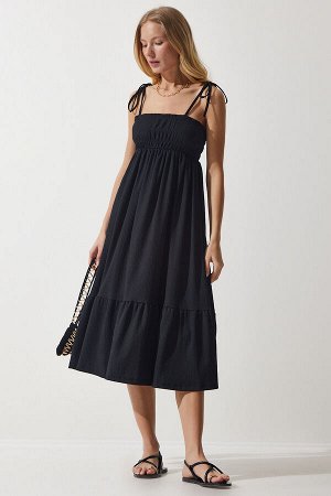 Женское летнее трикотажное платье с черными бретельками UB00250