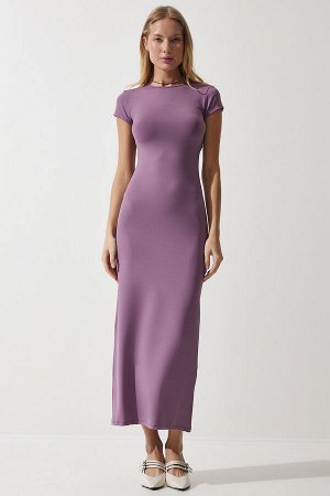 Женское сиреневое трикотажное платье с круглым вырезом Saran Sandy UB00239