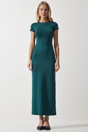 Женское изумрудно-зеленое трикотажное платье Saran Sandy с круглым вырезом UB00239