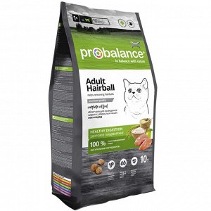 Probalance Adult Hairball для взрослых кошек всех пород, облегчающий выведение шерсти, 10кг