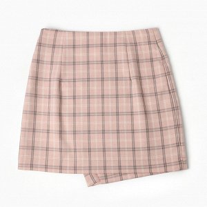 Юбка женская на, запах, MINAKU: Casual Collection цвет клетка розовая.