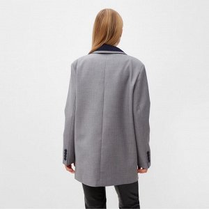 Пиджак женский с контрастным воротником MINAKU: Casual Collection, цвет серый