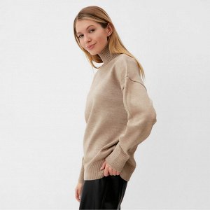 Джемпер вязаный женский MINAKU: Knitwear collection цвет бежевый,48