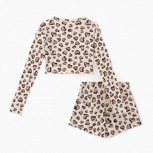 Пижама женская (лонгслив, шорты) KAFTAN Leo love
