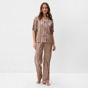 Комплект женский (рубашка, брюки) KAFTAN Silk "Полоса" размер, пудровый