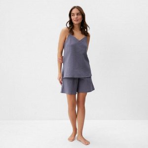 Пижама женская (майка, шорты) KAFTAN Basic размер, серо-синяя