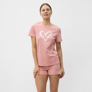 Комплект домашний женский (футболка,шорты), цвет розовый
