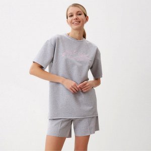 Комплект женский (футболка, шорты) MINAKU: SPORTY & STYLISH, светло-серый