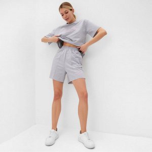 Комплект женский (футболка, шорты) MINAKU: SPORTY & STYLISH, светло-серый