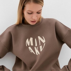 Свитшот женский MINAKU: Velvet Collection цвет коричневый, размер 52