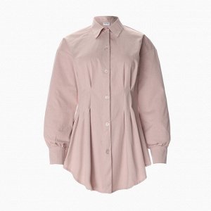 Рубашка женская удлиненная MINAKU: Casual Collection цвет серо-розовый