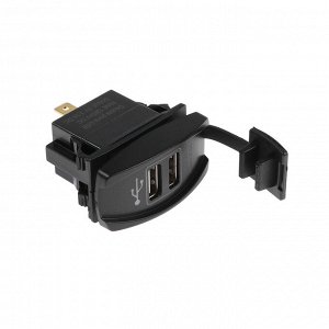 Зарядное устройство, 12-24 В, 2 USB, 3,1 А, чёрный, пластик