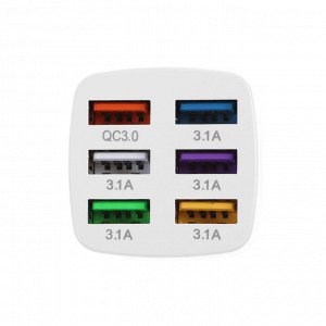 Зарядное устройство в авто, 6 USB 3,1 А, чёрный, с подсветкой