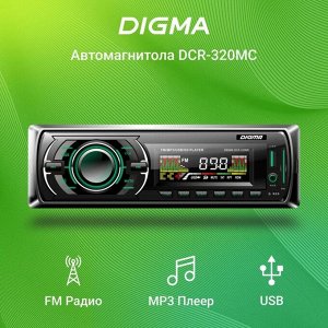 Автомагнитола Digma DCR-320MC 1DIN, 4 х 45 Вт, USB, SD/MMC, AUX