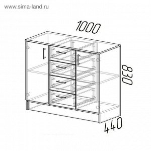 Комод для хранения «Эра» (К1000-2Д), 1000*430*830 мм, цвет венге/лоредо