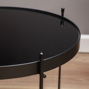Кофейный столик "Лава" YS-8483-48, черный, стекло 48х48 см