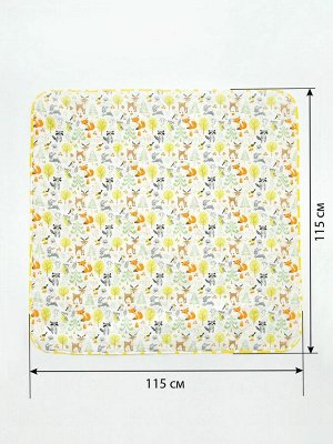 Коврик детский стёганный Amarobaby Soft Mat 115х115 см, Зверята (жёлтый)