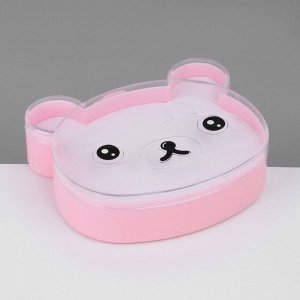 Органайзер для украшений «Шкатулка мишка» 8 мест, пластик, 10,5x10x3 см, цвет розовый