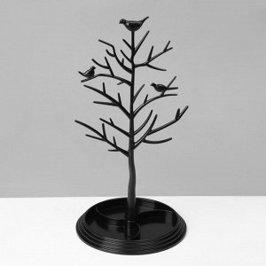 Подставка для украшений «Птички на дереве», 16x16x31,7 см, цвет чёрный