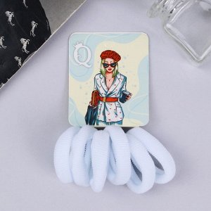 Резинки для волос «Кокетка», набор 6 шт., шарм, 4 см, белые