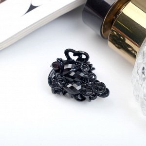 Краб для волос "Чёрные кружева" павлин, 2,5 см, чёрный