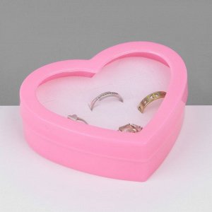 Органайзер для украшений «Шкатулка сердце» 12 мест, пластик, 8,5x8,5x2,5 см, цвет розовый