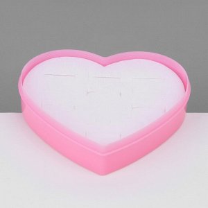 Органайзер для украшений «Шкатулка сердце» 12 мест, пластик, 8,5x8,5x2,5 см, цвет розовый