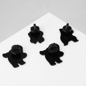 Набор значков (4 шт.) «Медведи», цветной в чёрном металле