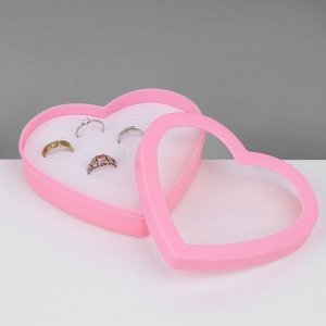 Органайзер для украшений «Шкатулка сердце» 24 места, пластик, 12x9,5x3 см, цвет розовый