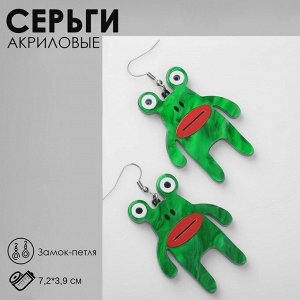 Серьги акриловые «Лягушки» мемы, цветные в серебре