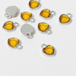 Концевик-подвеска «Сердечко» 1,7x1,3x0,2 см, (набор 10 шт.), цвет золотой в серебре