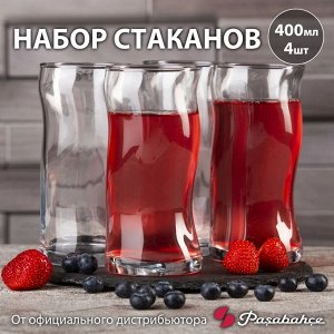 Набор стаканов для напитков Pasabahce Amorf, красивый дизайн, стекло 4 шт. 400 мл