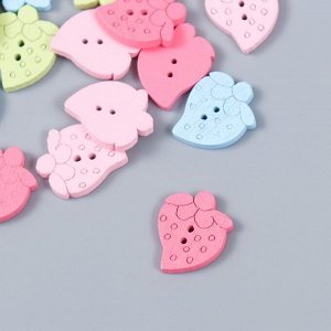 Пуговицы дерево для творчества 2 прокола "Клубника. Летние цвета" набор 20 шт 1,8х1,4х0,3 см 99131