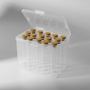 Набор баночек для хранения бисера, d = 2,2 x 8 см, 15 шт, в контейнере, 11,8 x 7,8 x 8,6 см