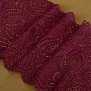 Кружевная эластичная ткань, 180 мм x 2,7 ± 0,5 м, цвет бордовый