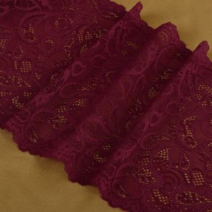 Кружевная эластичная ткань, 230 мм x 2,7 ± 0,5 м, цвет бордовый