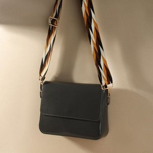 Ручка для сумки «Орнамент косичка», стропа, с карабинами, 139 ± 3 x 3,8 см, цвет бежевый/белый/чёрный